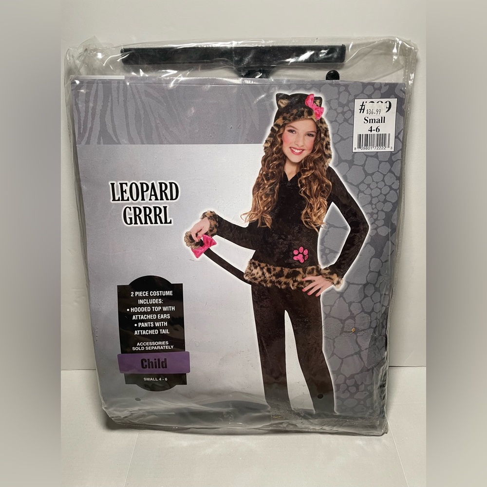 Leopard Grrrl Girls 2 Pc Costume Child Small 4-6 Black Brown Dress Up Halloween